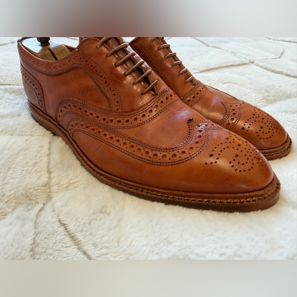 $450 Allen Edmonds Mctavish Tan Brown Leather Brogue Oxford Dress Shoes 11